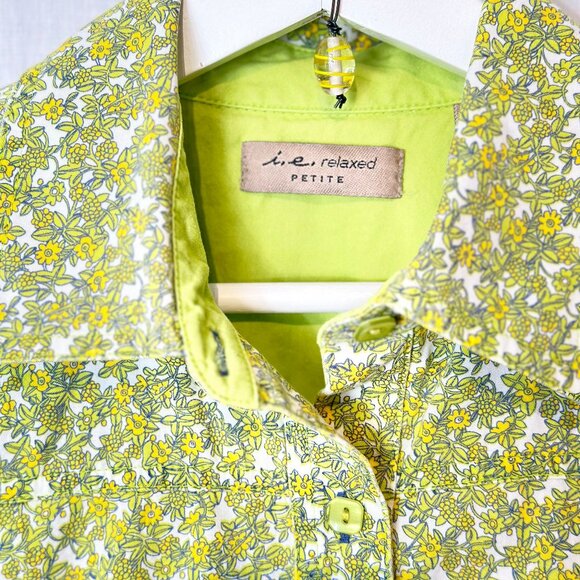 i.e.relaxed - Women's Floral Calico Button Up Shirt Sz PL Details - GREEN - Picture 2 of 13